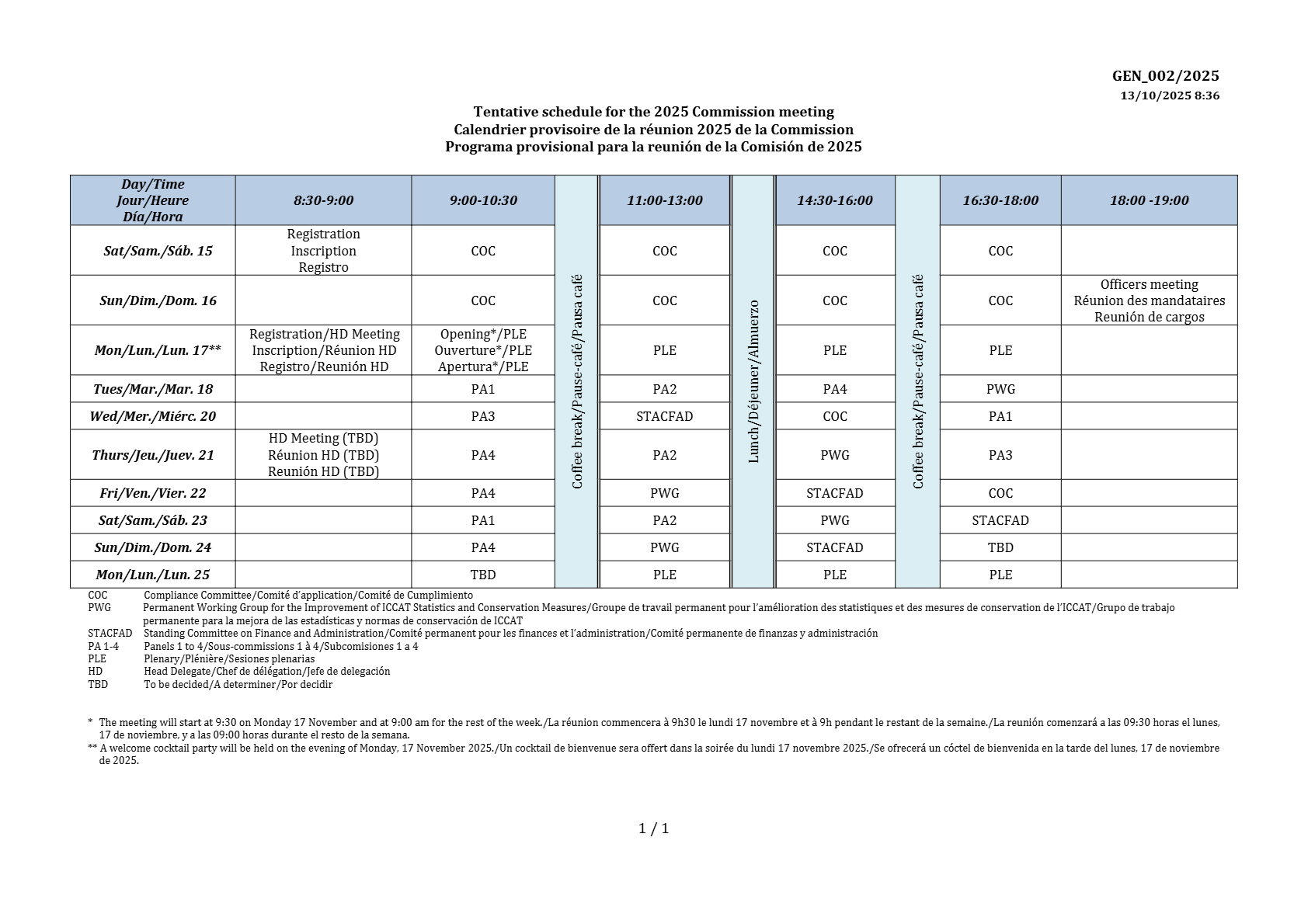 Timetable